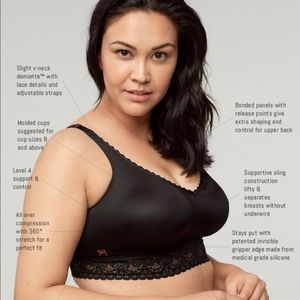 Ruby Ribbon black lace demiette cami/bra - size 34